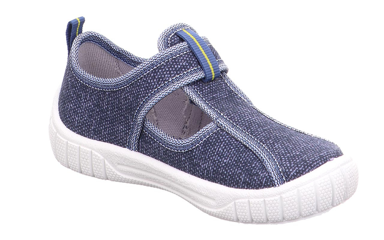 BILL - Blau Hausschuh mit Klettverschluss