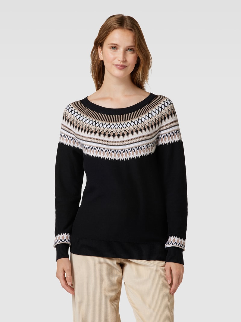 Strickpullover mit Zickzack-Muster in schwarz