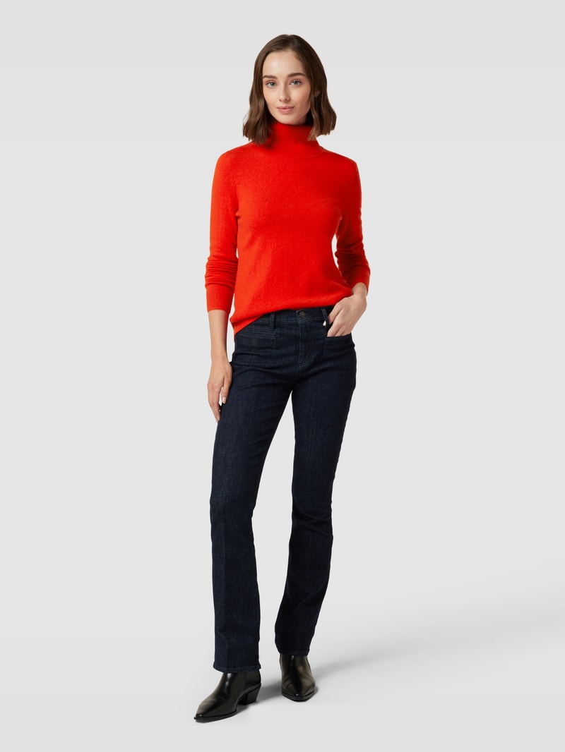 Kaschmirpullover in melierter Optik in orange