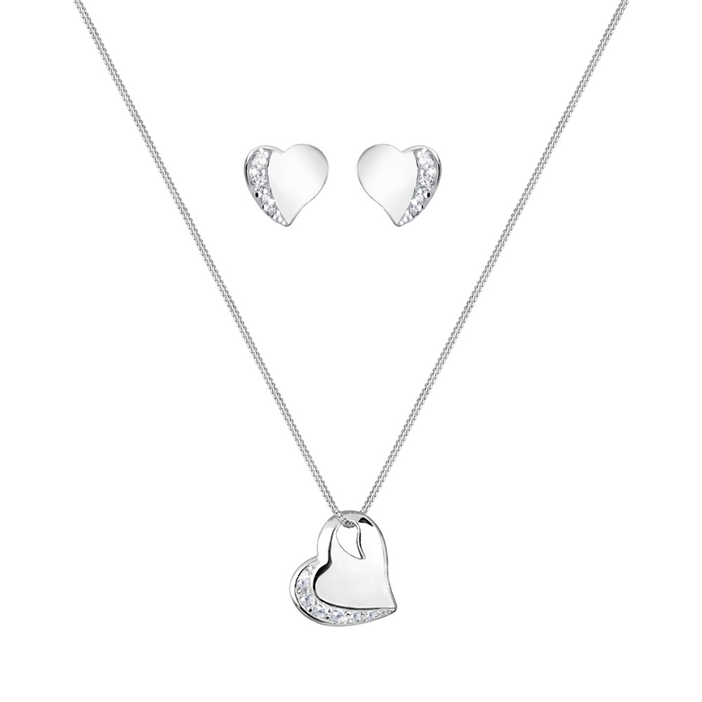 Elli Elli Ensemble de Bijoux Herz Zirkonia 925 Sterling Silber Bijoux