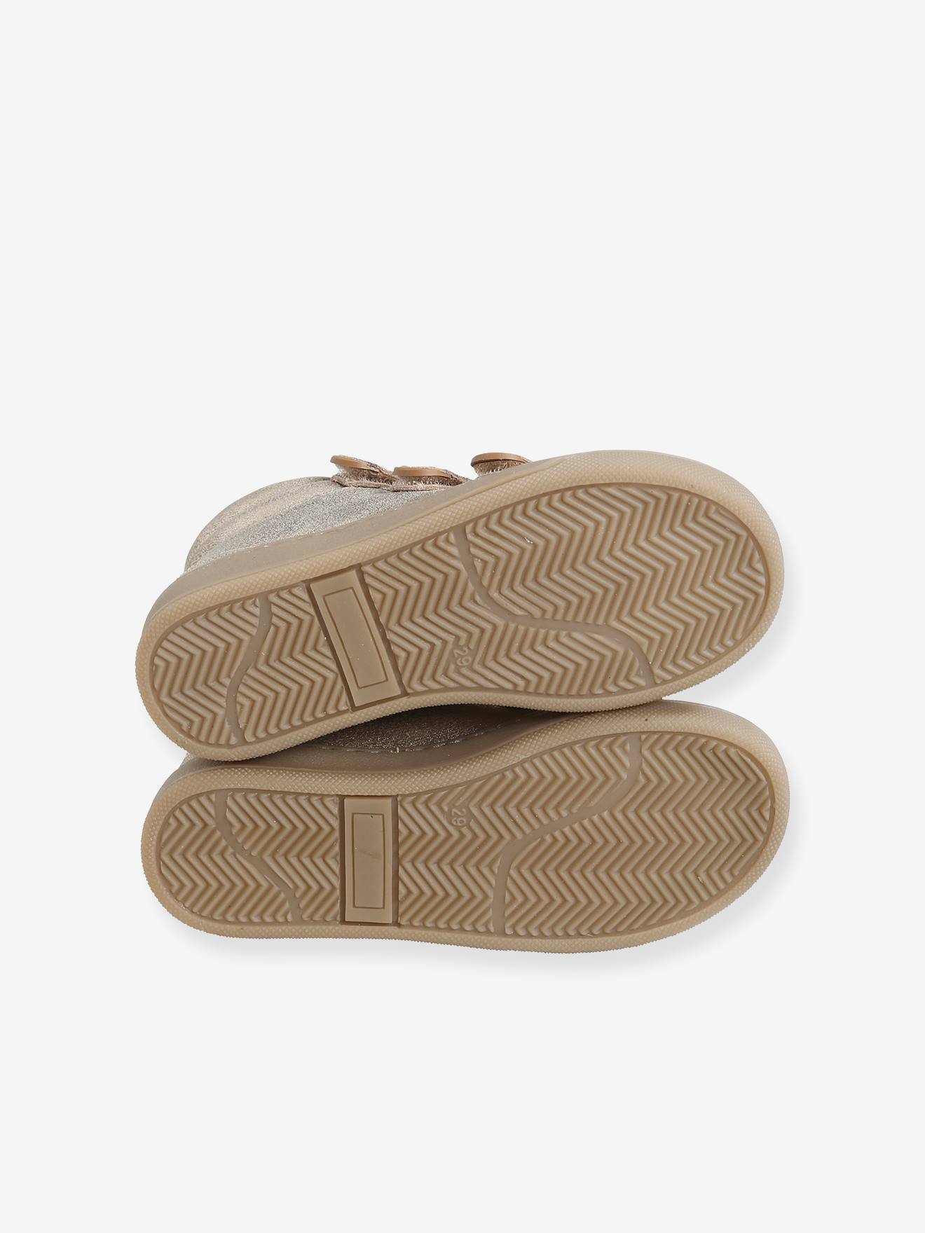 Baskets montantes cuir irisé fille collection maternelle or