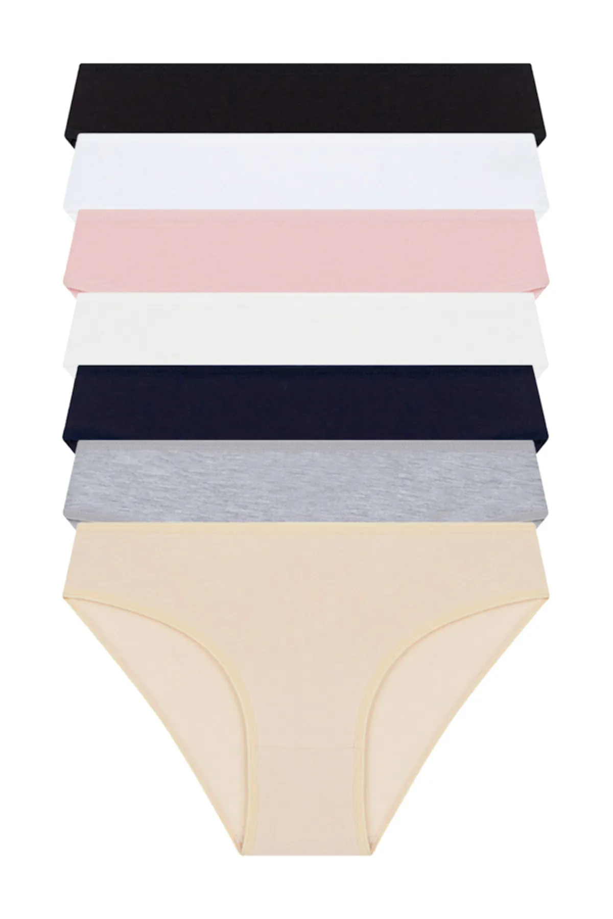 Cottonhill  Basic Cotton Damen-Bikini-Höschen im 7er-Pack