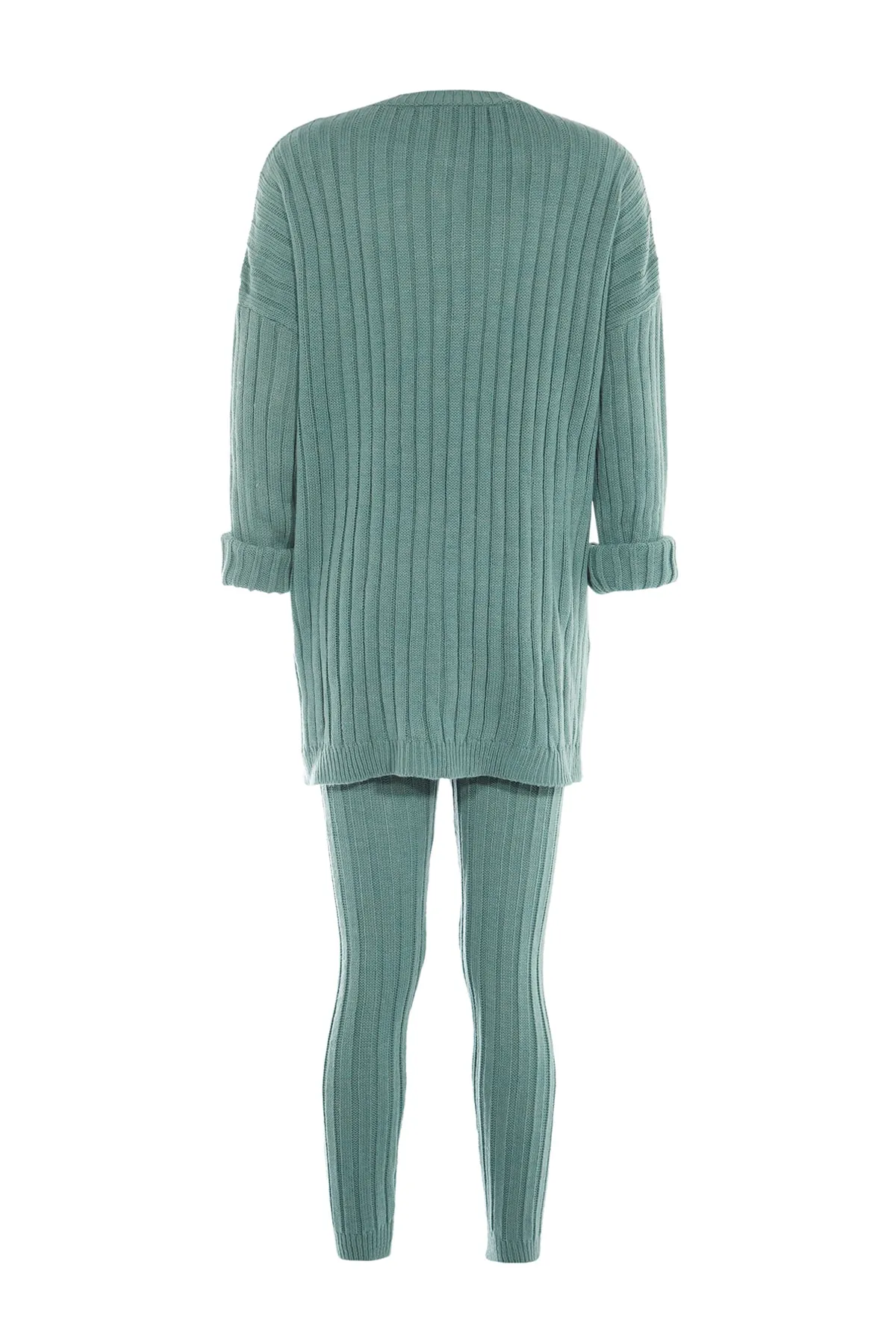 Trendyol Collection  Mintfarbenes Set aus gerippter Hose und Strickoberteil und -unterteil TWOAW22AU0039