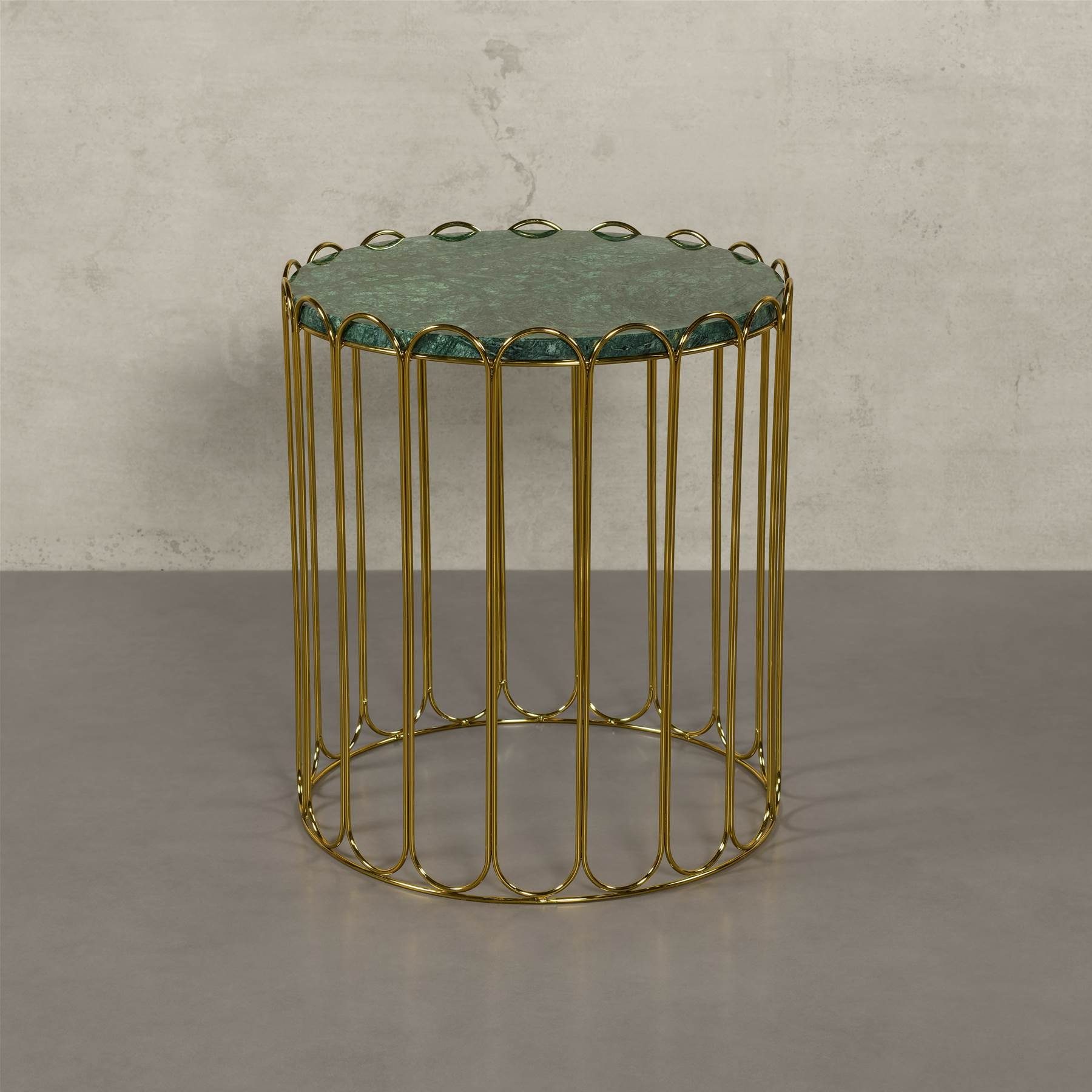 MAGNA Atelier Beistelltisch LONDON mit ECHTEM MARMOR, Ablagetisch rund, gold Metallgestell, Ø43x50cm