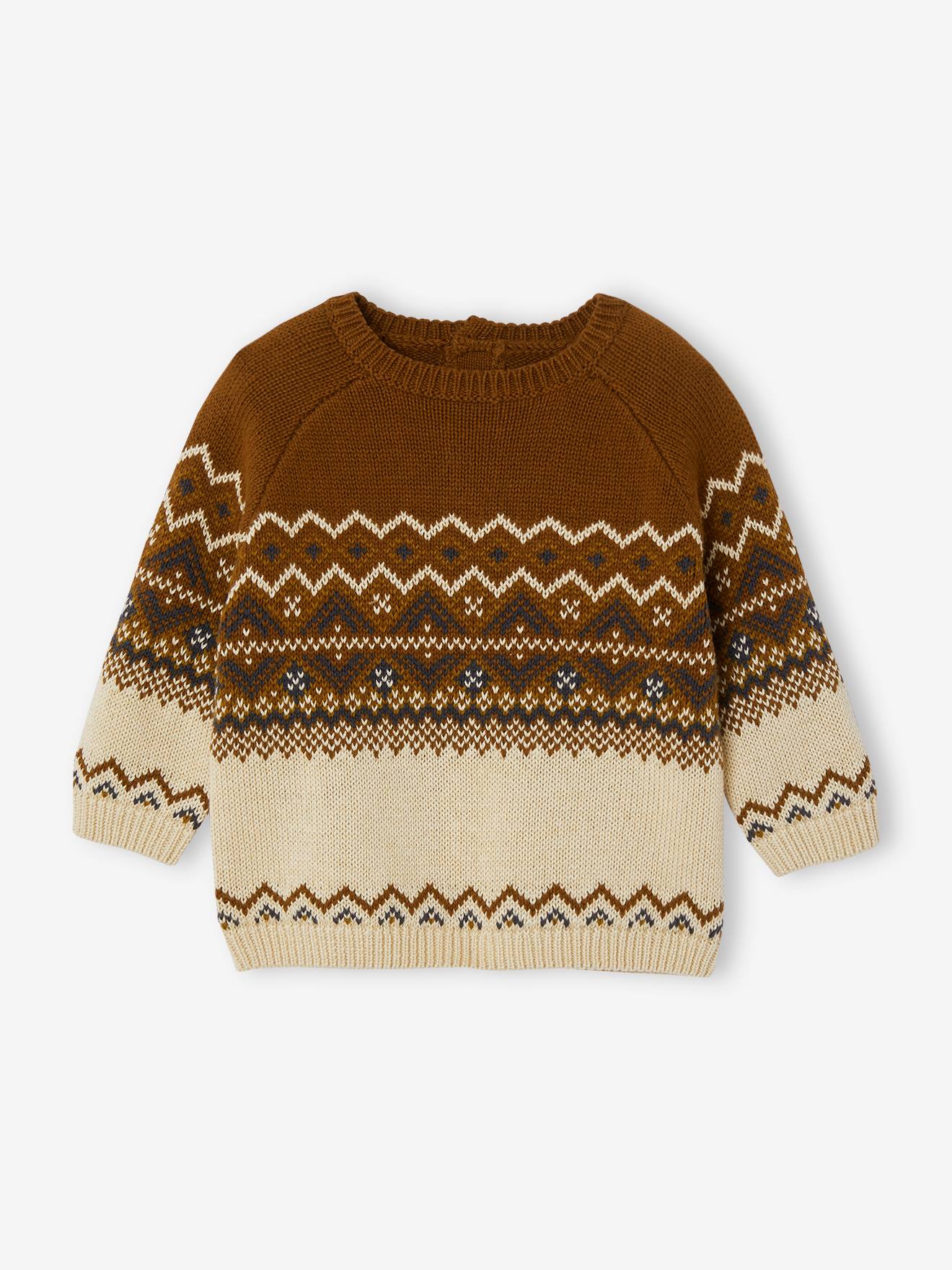 Vertbaudet Baby Jacquard-Pullover Oeko-Tex - wollweiß
