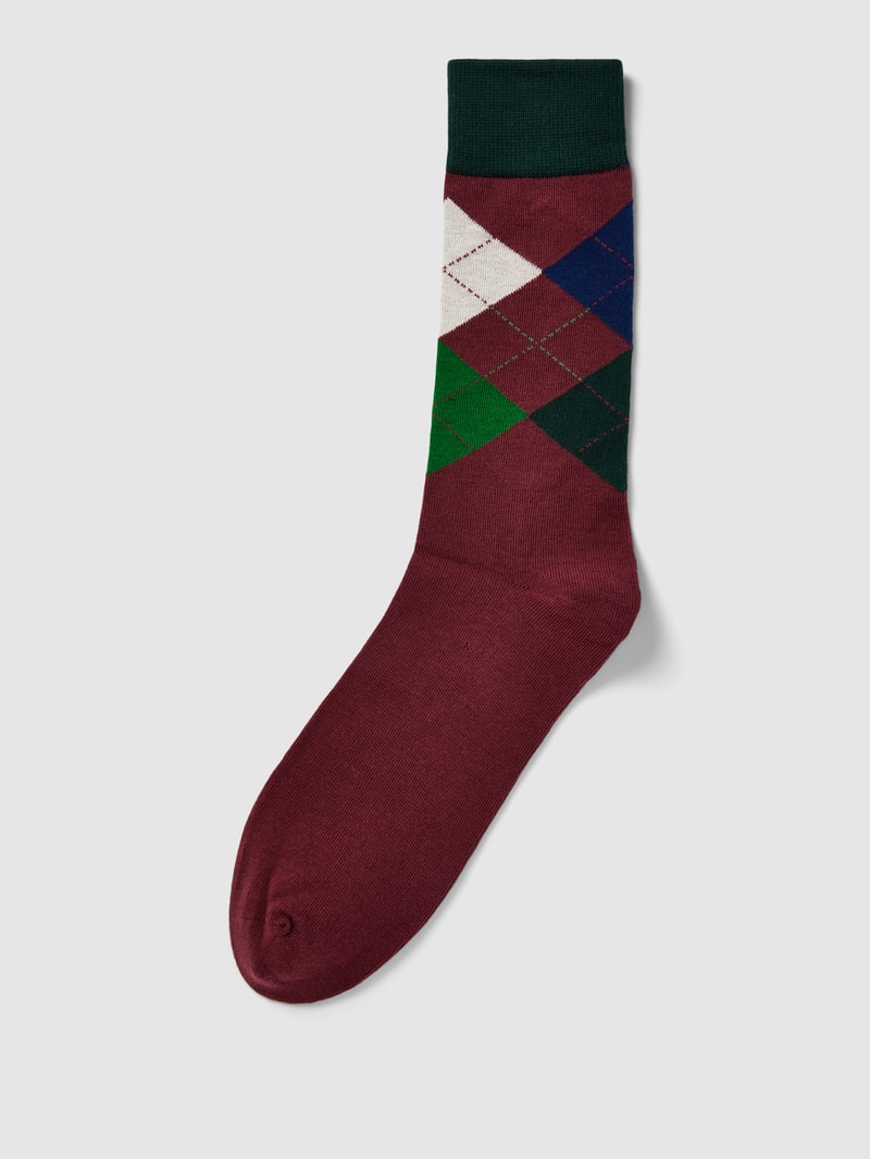 Socken mit grafischem Muster Modell 'ARGYLE' in dunkelrot