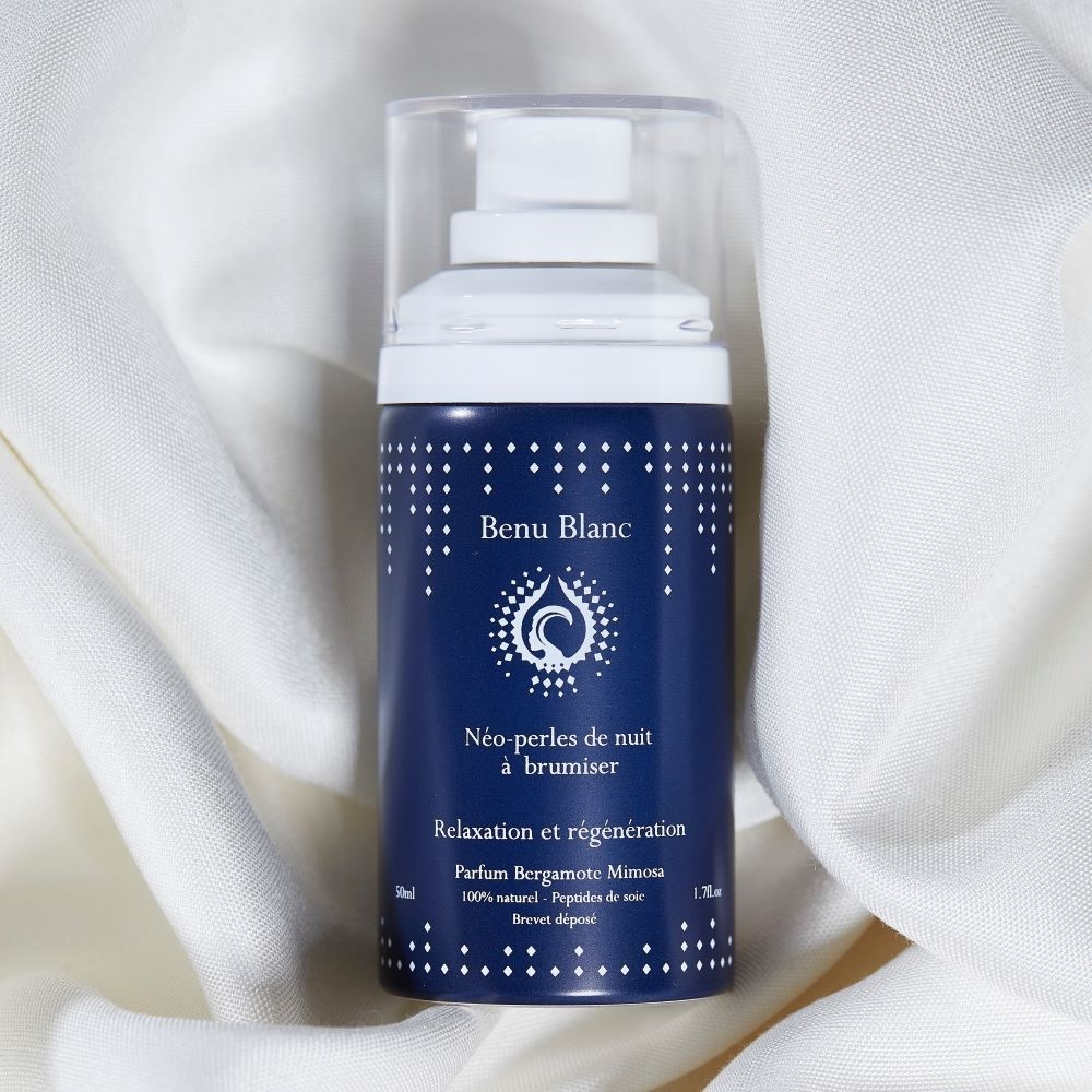 benu blanc Nuit de Soie, le rituel beauté et bien-être de la nuit Taie d'oreiller 100% pure soie et brumede soins  naturelle