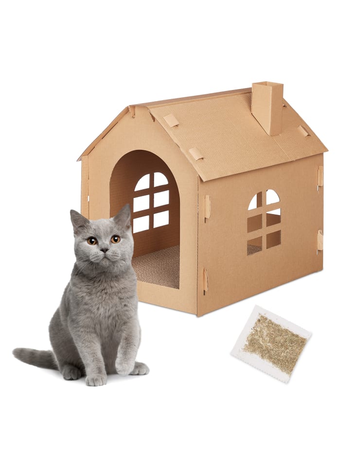 relaxdays Katzenhaus in Braun günstig kaufen onesize