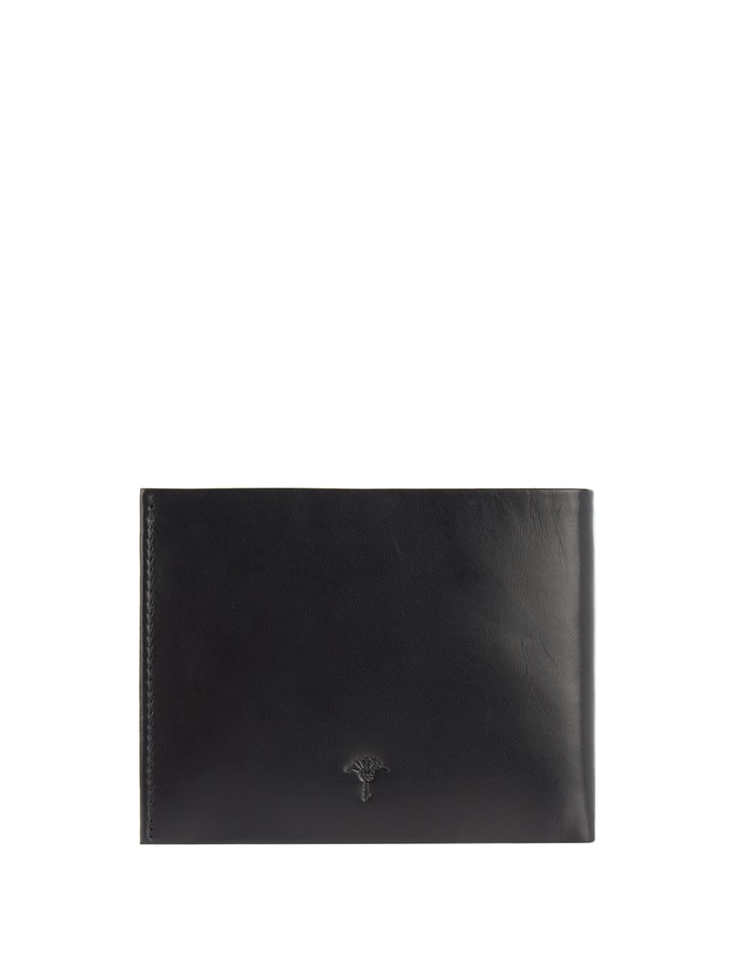 Geldbörse aus Leder mit Logo-Prägung in schwarz