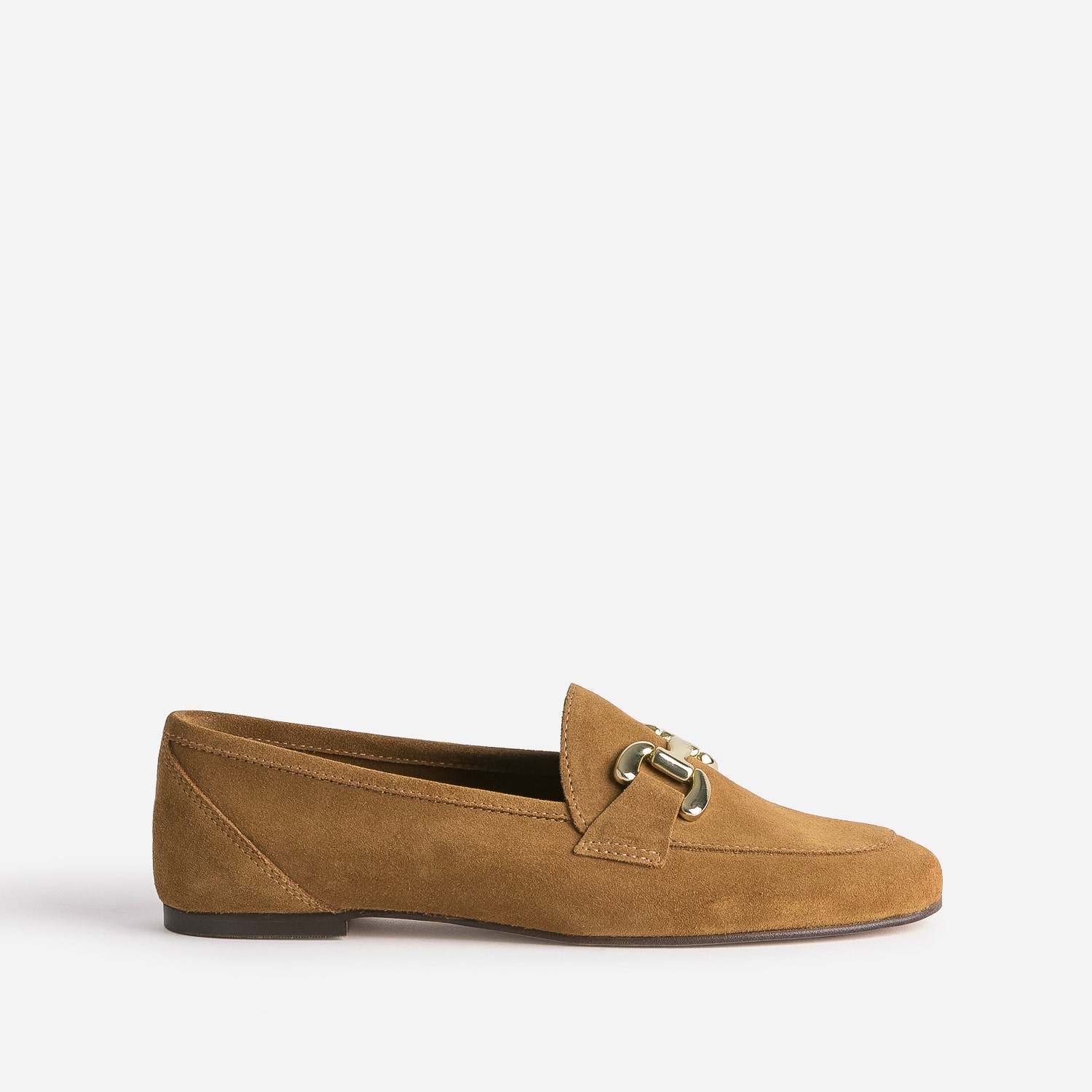 Mocassin cognac en cuir velours