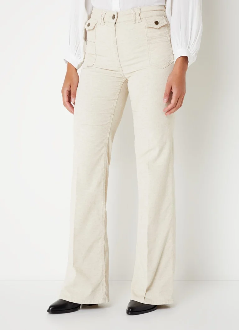 Pantaloni a vita alta svasati in velluto a coste misto lino di Gerard Darel Anna