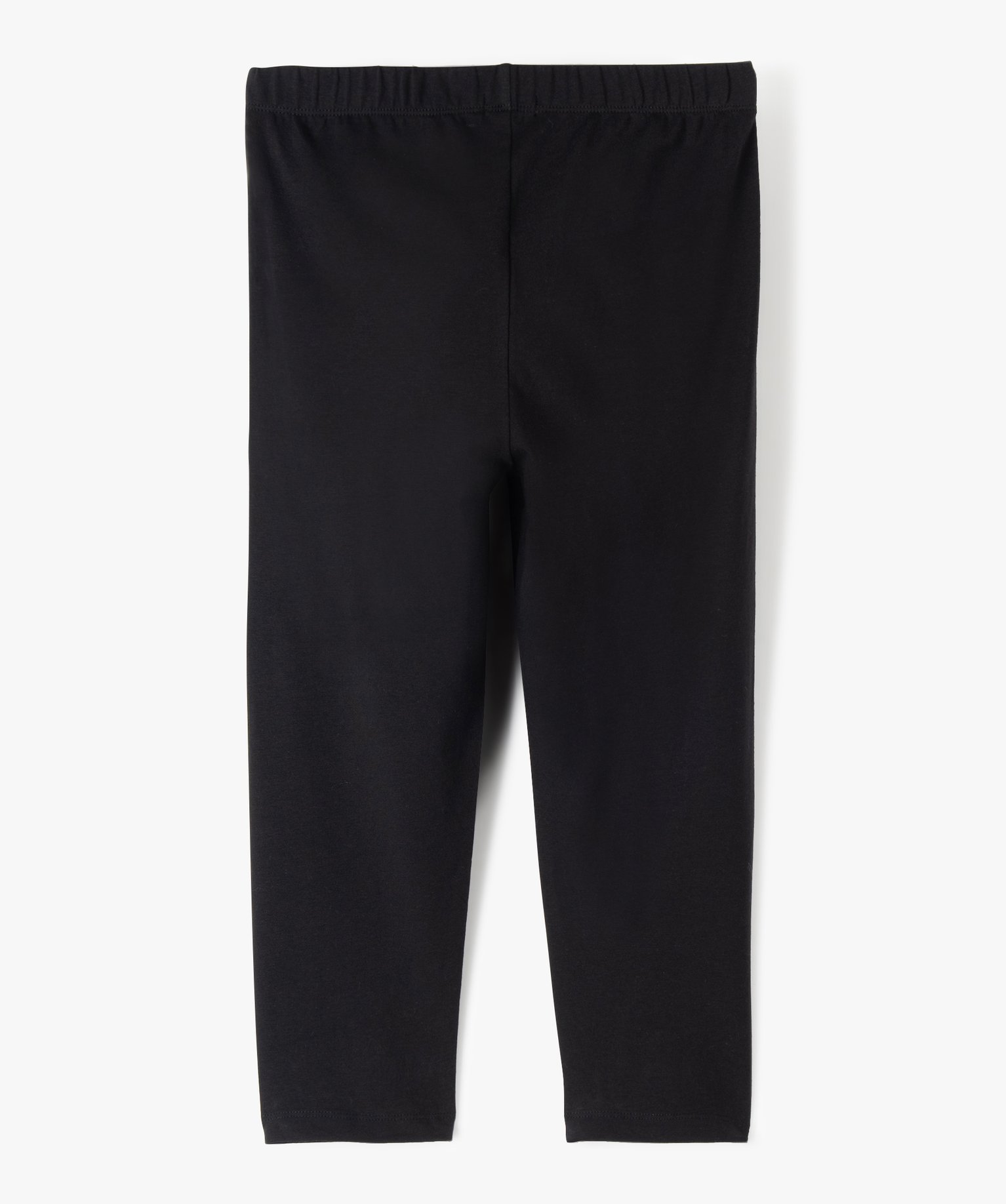 Legging fille uni longueur genoux en coton extensible noir | GEMO