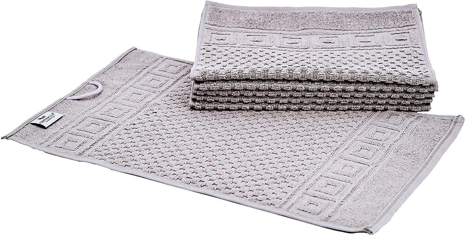 Carenesse Gästehandtücher 30 x 50 cm grau, 6-er Pack, Gästehandtücher Set Waffelmuster & Bordüre, Baumwolle, 100% Baumwolle Frottee Gästetücher fusselfrei & saugstark