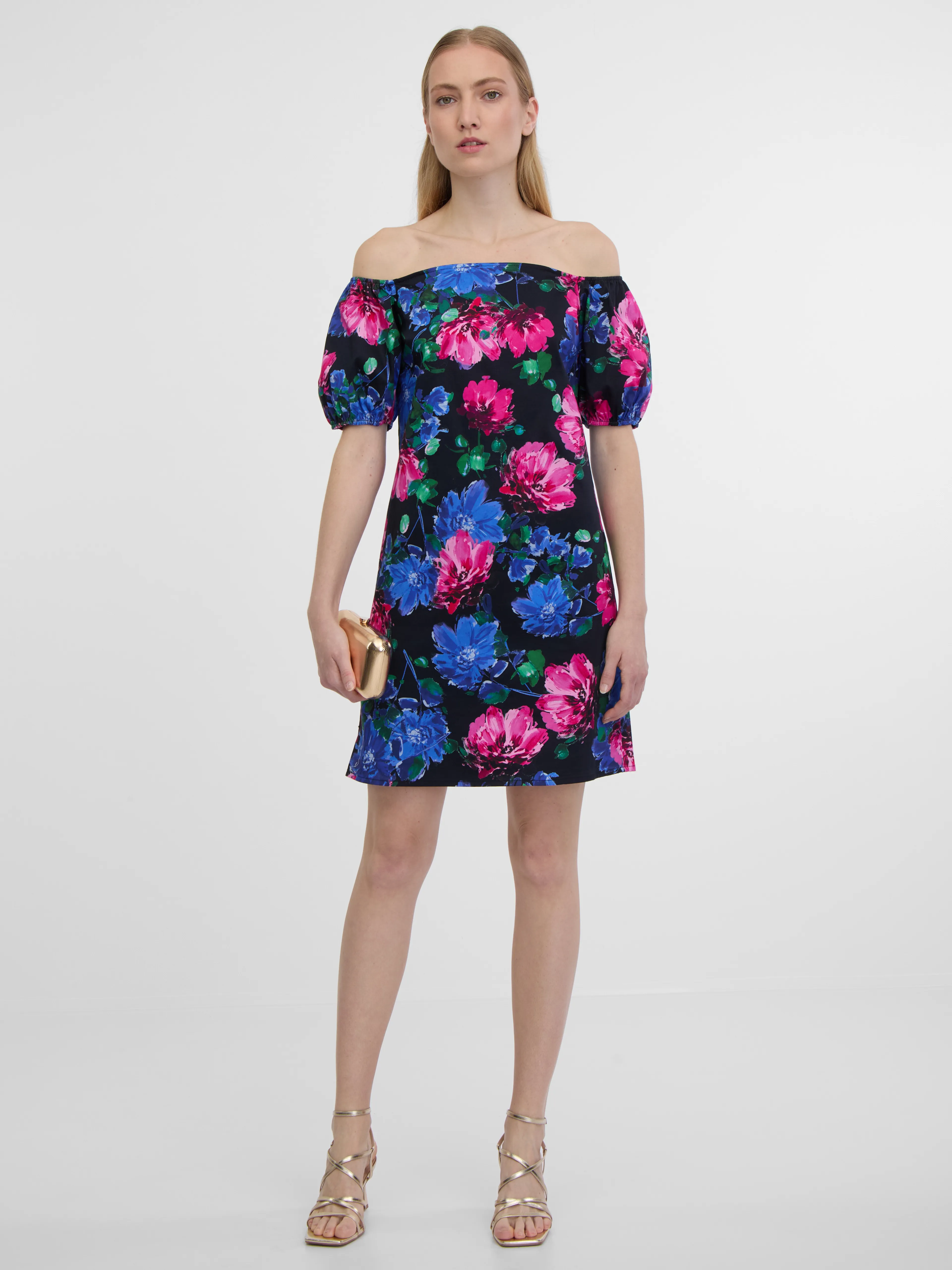 Rosa und schwarzes Damen-Blumenkleid ORSAY