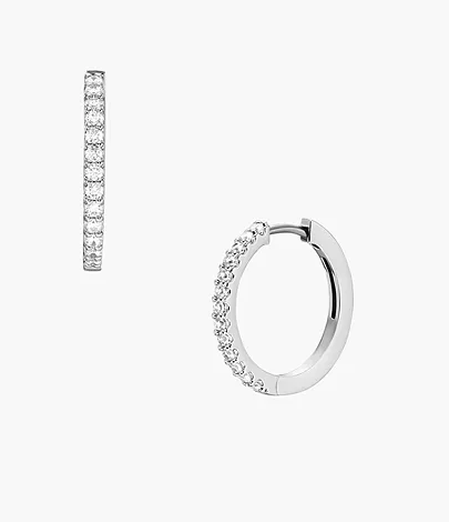 Fossil Creolen-Ohrringe Ellis Pavé Glitz Metall silberfarben