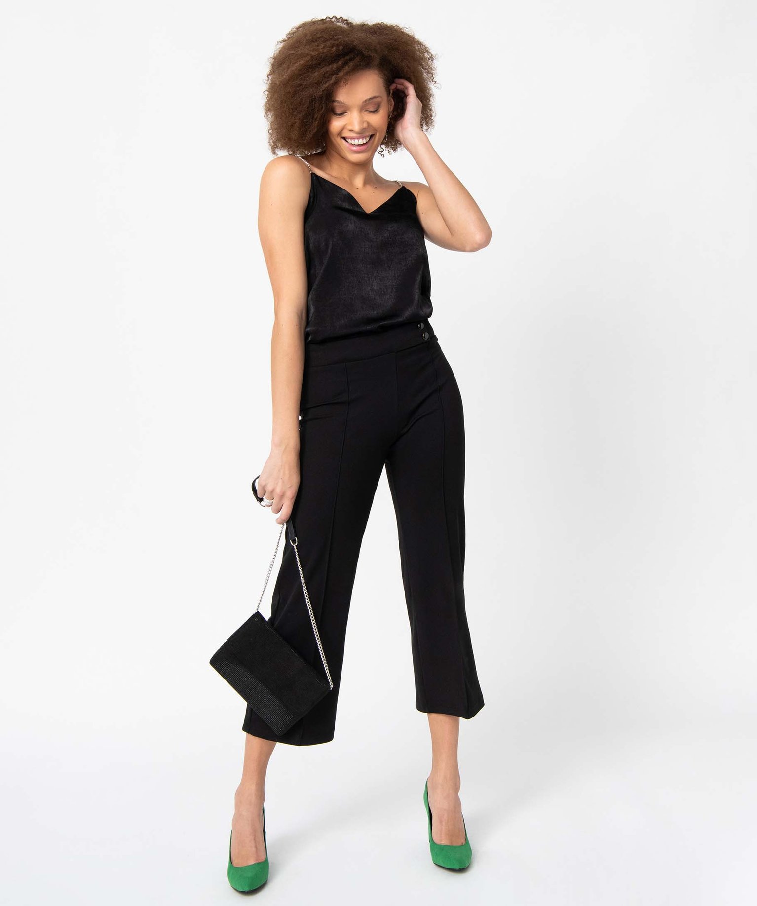 Débardeur femme à bretelles strass noir | GEMO