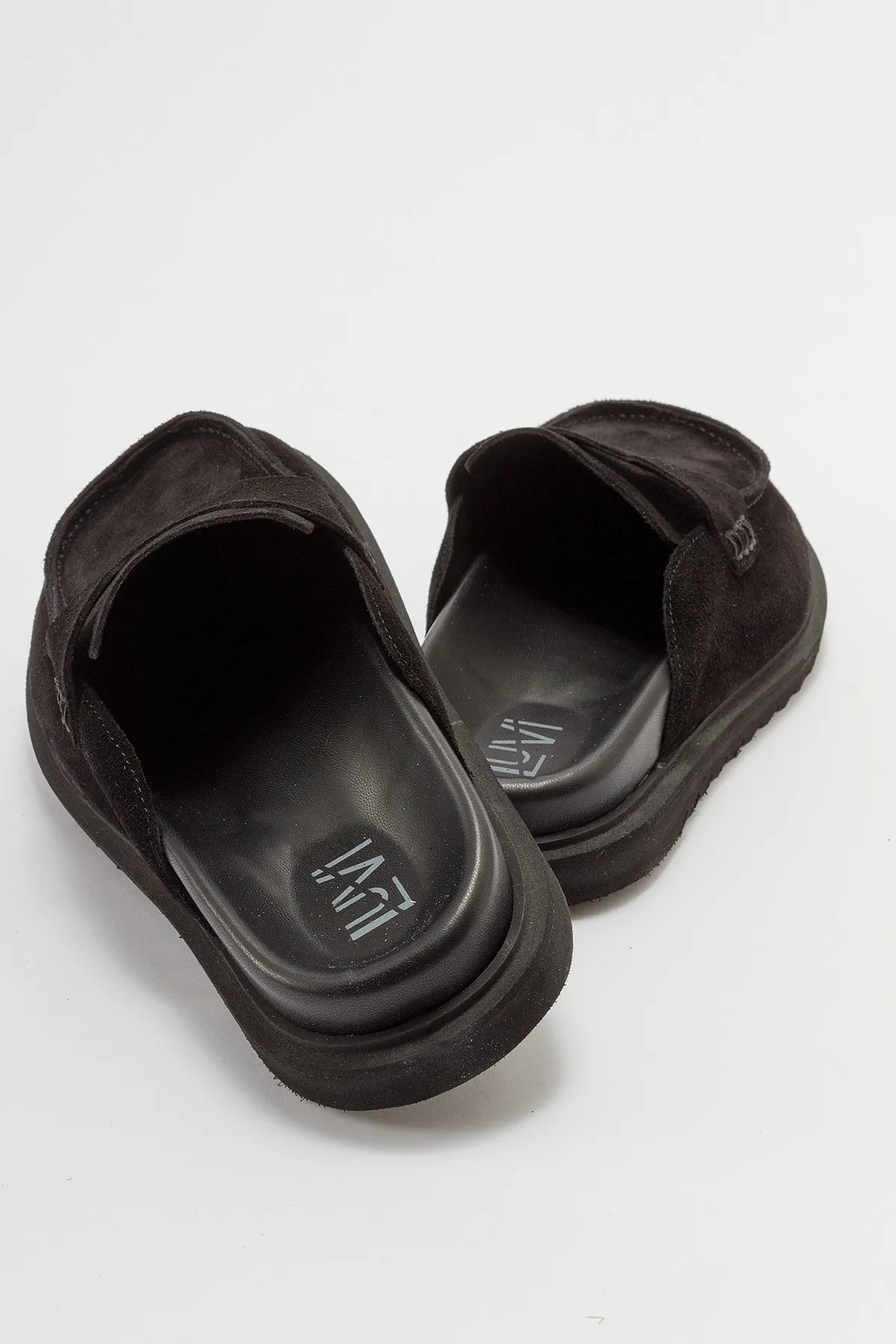 LuviShoes  LAVEN Damen-Hausschuhe aus schwarzem Wildleder und echtem Leder