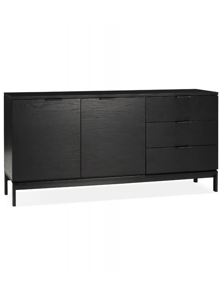 KADIMA DESIGN Sideboard Anrichte Schwarz Holz 160cm | Minimalistisches Design in Schwarz günstig kaufen onesize