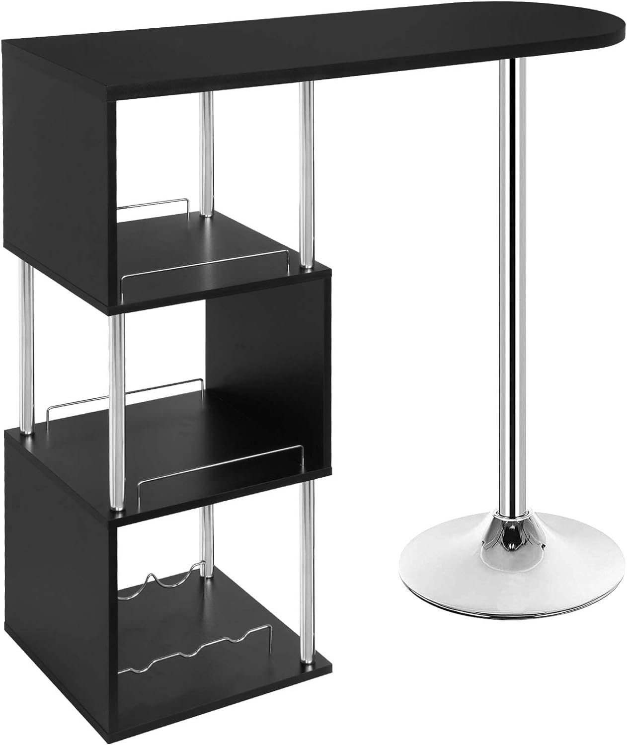 Woltu Bartisch (1-St), Bistrotisch mit 3 Ablagefläche, aus Metall, MDF