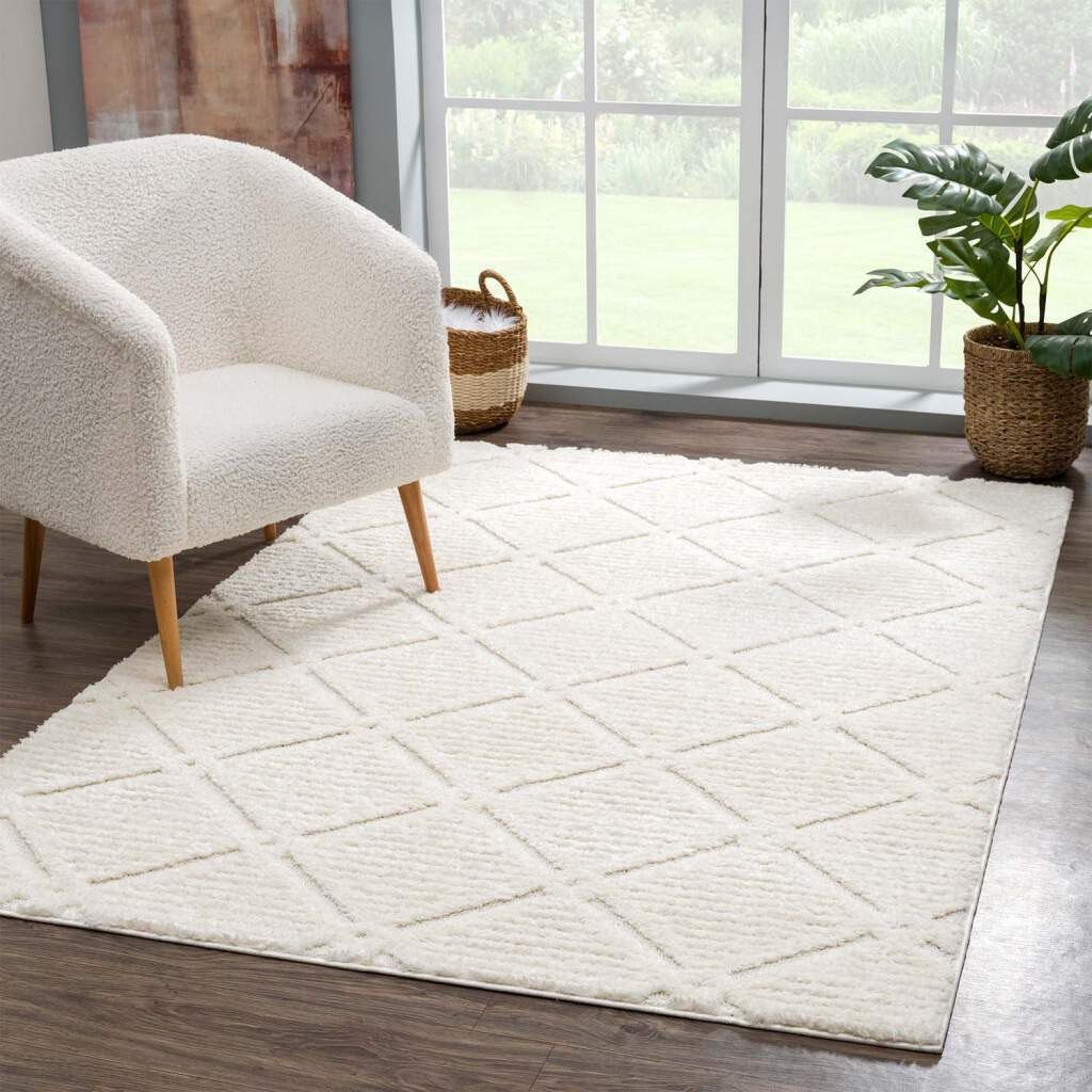 Hochflor-Teppich Focus 2997, Carpet City, rechteckig, Höhe: 20 mm, besonders weich, Uni Farben, Rauten-Optik, 3D-Effekt