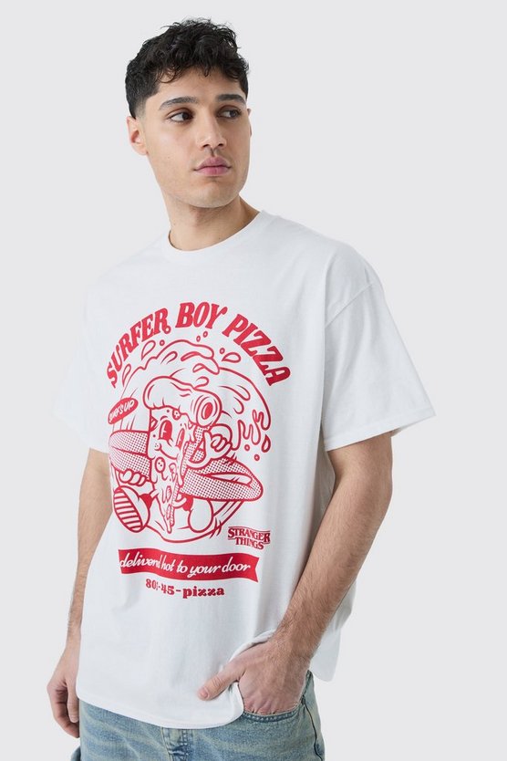 Oversize T-Shirt mit lizenziertem Stranger Things Pizza Print