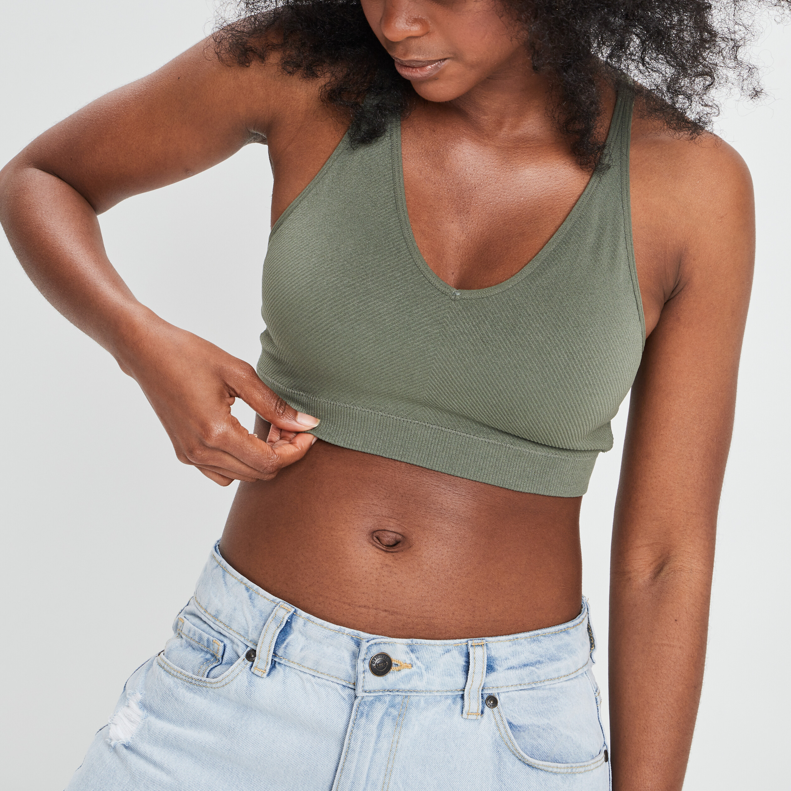 Soutien-gorge brassière vert kaki femme | La Halle