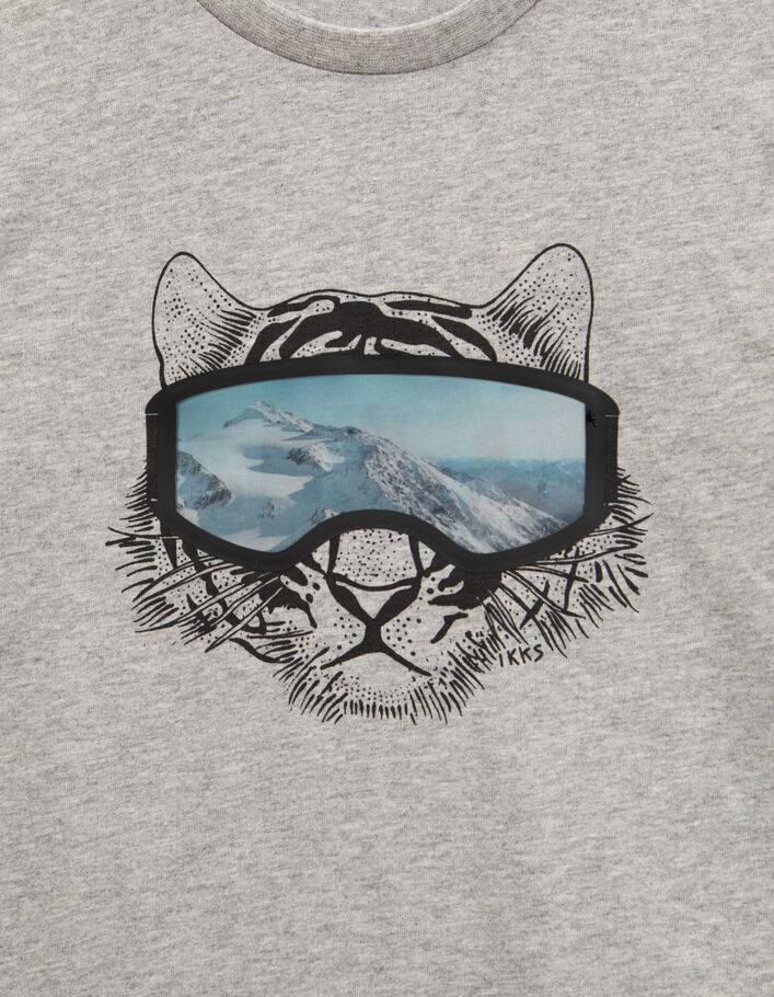 T-shirt gris visuel tigre et masque lenticulaire garçon