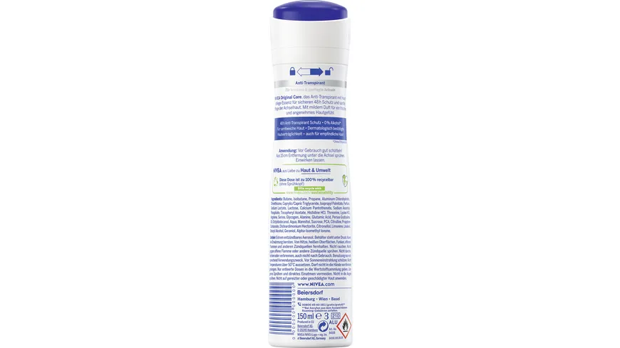 NIVEA Deo Spray Original Care Anti- Transpirant 150 ml