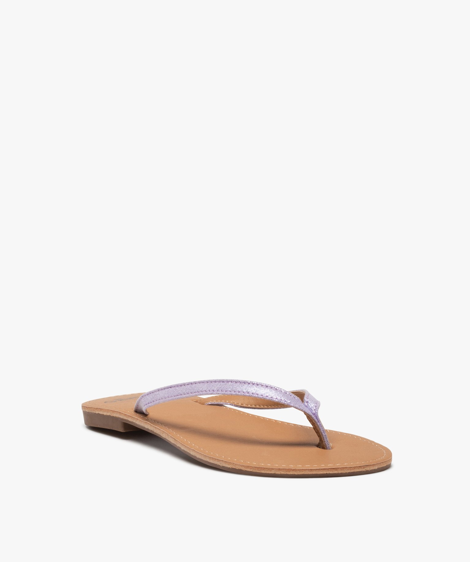 Tongs femme à petit talon plat et lanières fines violet clair | GEMO