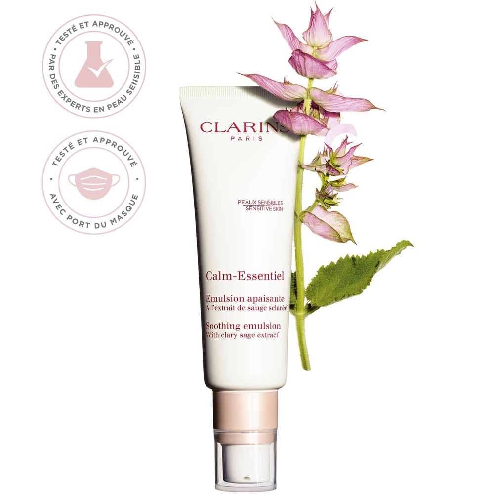 Clarins Calm-Essentiel  Emulsion Apaisante  A l’extrait de sauge sclarée* Soin visage peaux sensibles