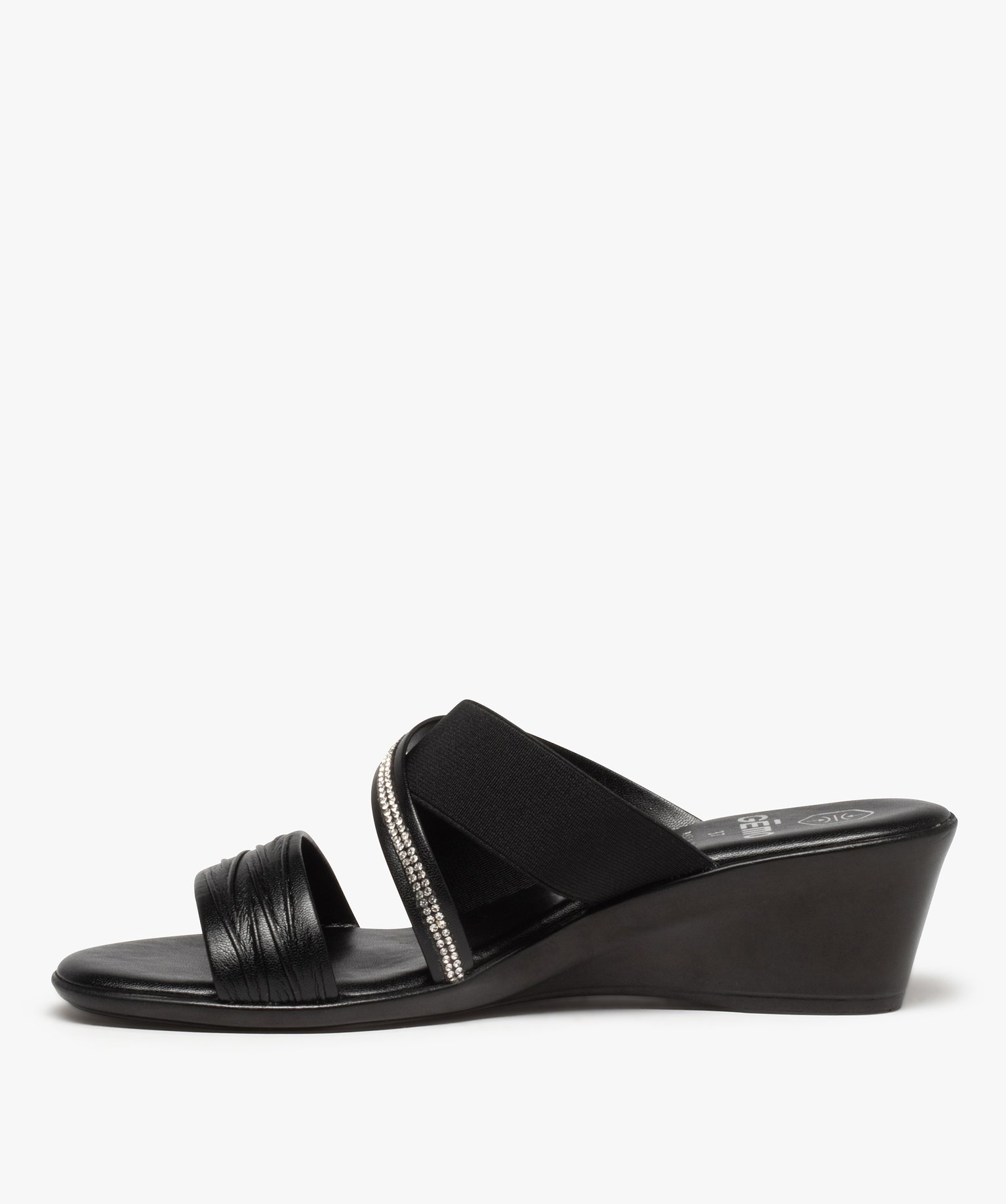 Sandale femme confort multi-brides forme mule noir | GEMO