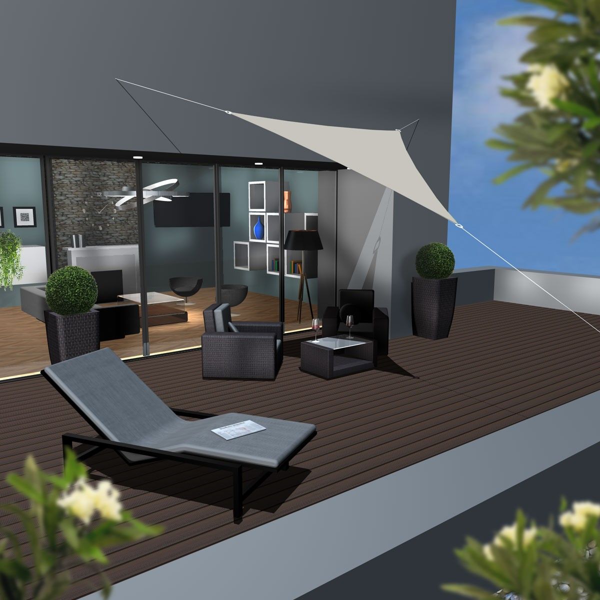 AMANKA 3 x 3 x 3 wasserabweisendes Polyester Sonnensegel