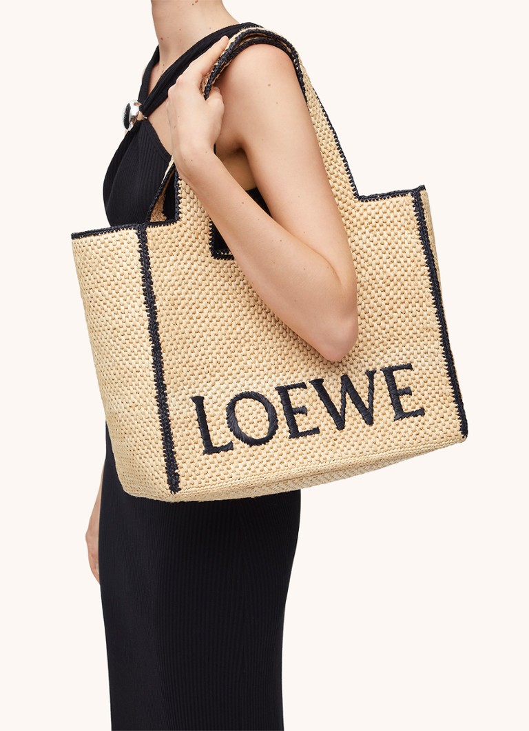 LOEWE Font Velká rafiová nákupní taška s logem