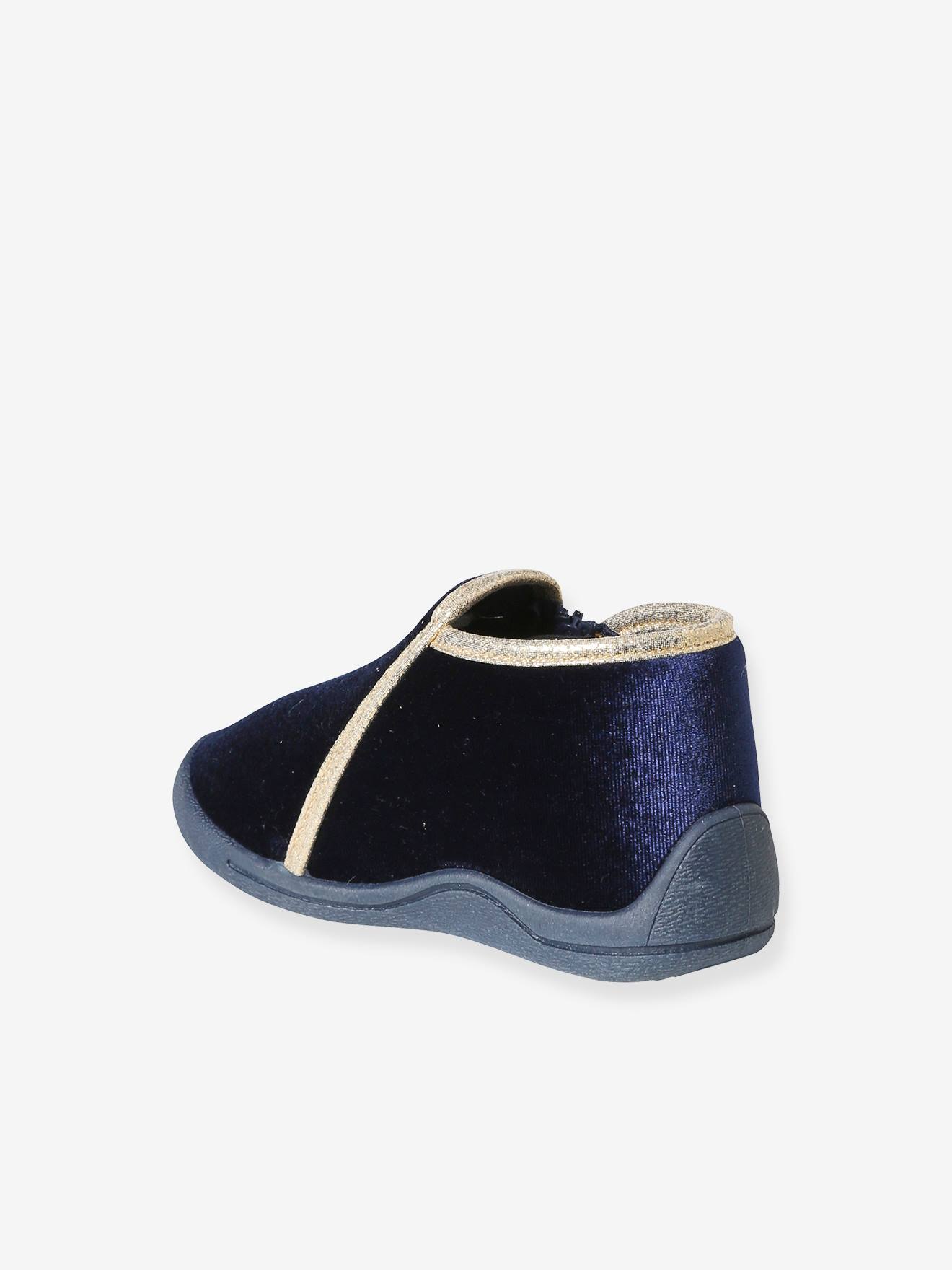 Vertbaudet Baby Stoff-Hausschuhe mit Reißverschluss - blau