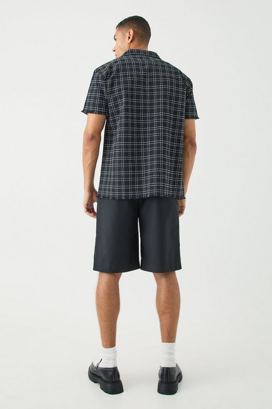 Oversize Bouclee-Hemd mit rohem Saum