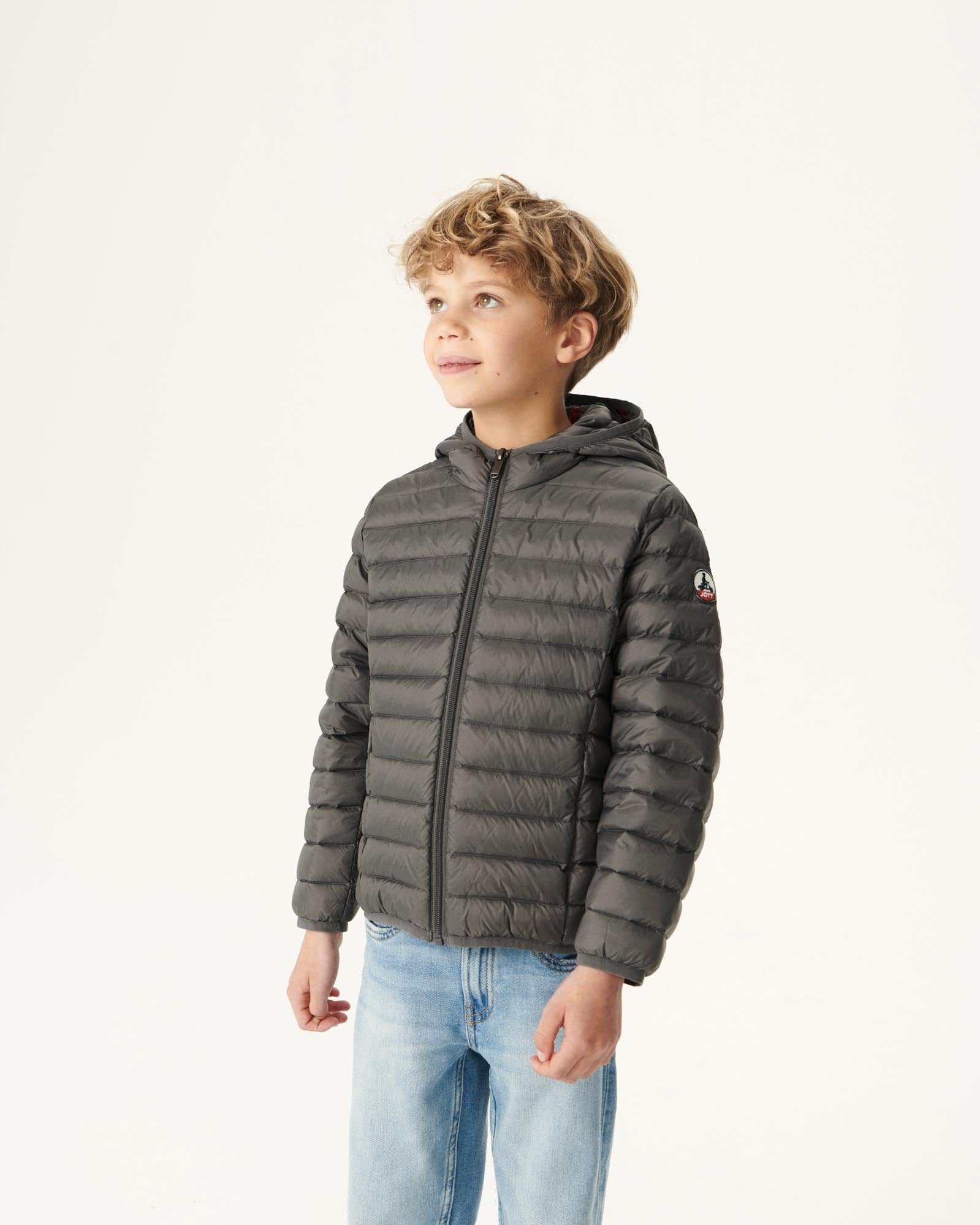 Doudoune légère à capuche enfant Anthracite Hugo