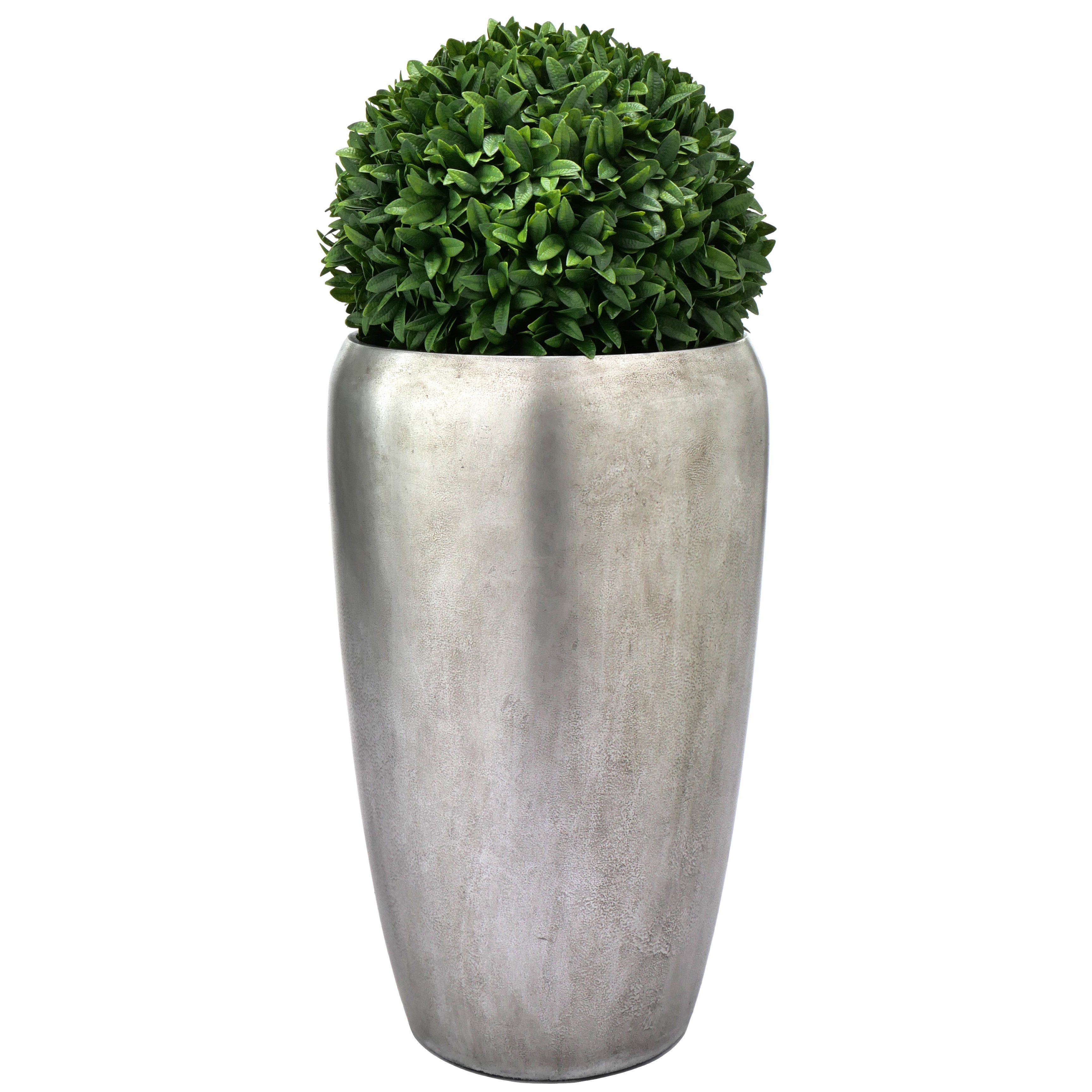 Flingora Bodenvase Gloria, mit Einsatz - Fiberglas - Indoor - Silber - Höhe 68 cm