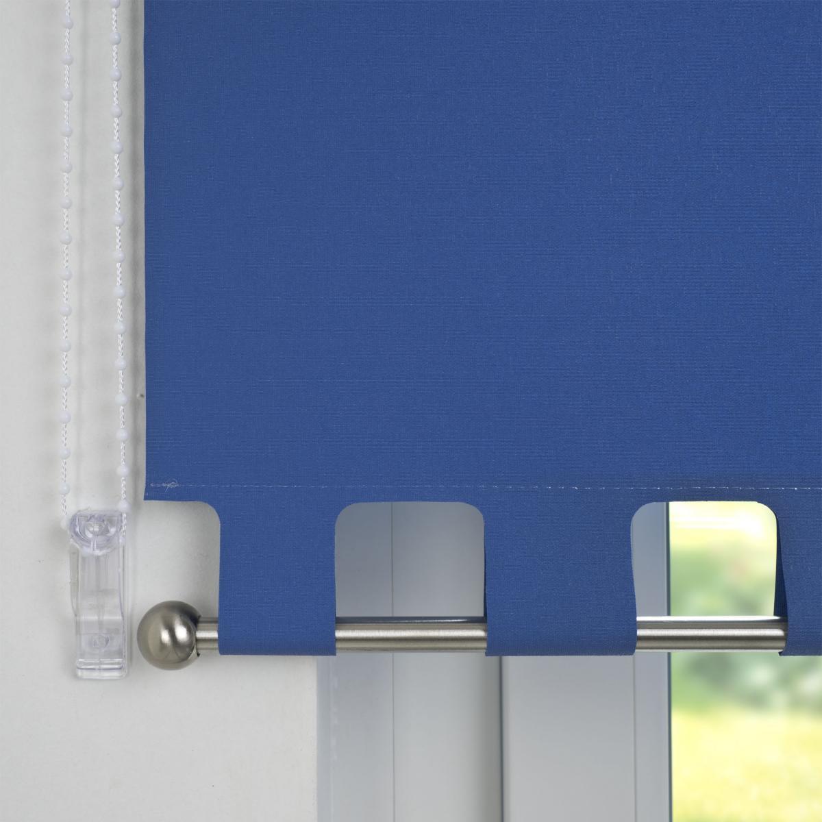 Bella Casa Seitenzugrollo Kettenzugrollo Volantrollo Rollo Eckig lichtdurchlässig 72 x 180 cm blau für Fenster