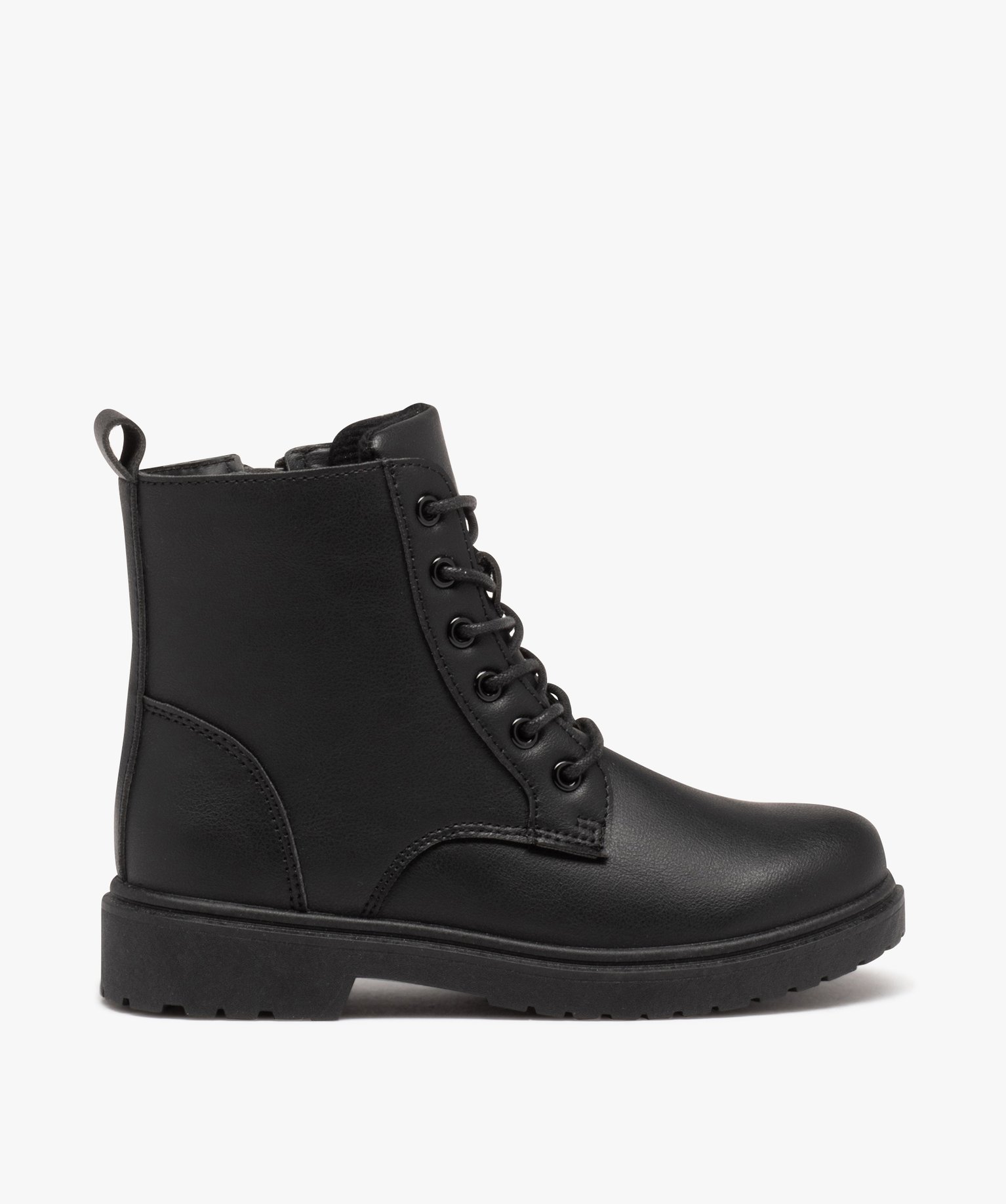 Boots à lacets et semelle crantée fille noir | GEMO