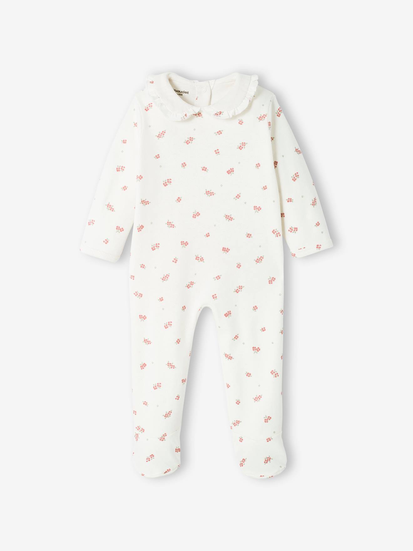 Lot de 2 dors-bien interlock bébé fille col en gaze de coton vert sauge
