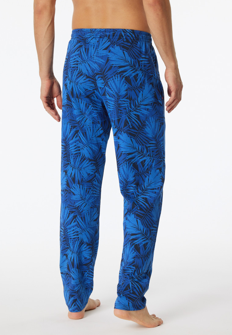 Loungehose lang Organic Cotton Blätter indigo - Mix+Relax