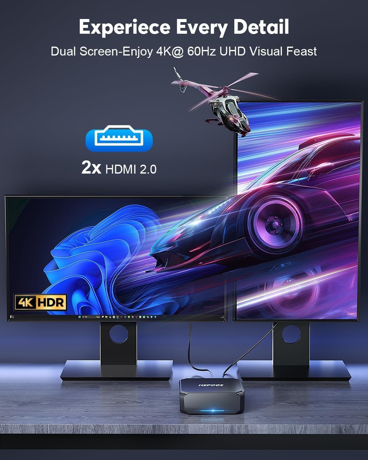 NiPoGi Mini-PC (Intel Lake-N100 ‎BGA 1023, ‎Intel UHD-Grafik 4K UHD Triple Display, 16 GB RAM, 512 GB SSD, Mikrocomputer Mini-Desktop Compute leiser Mini-PC klein kleiner PC)