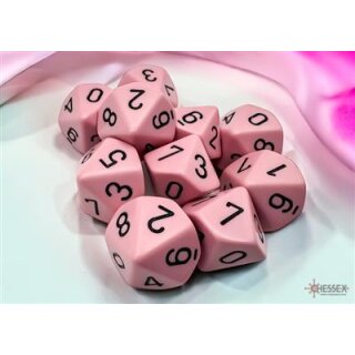 Opaque Pastel D10 Dice Set - Pink / Black