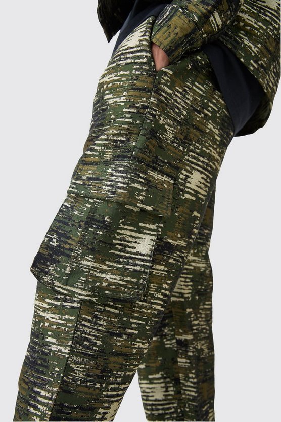 Strukturierte lockere Camouflage Cargo-Hose