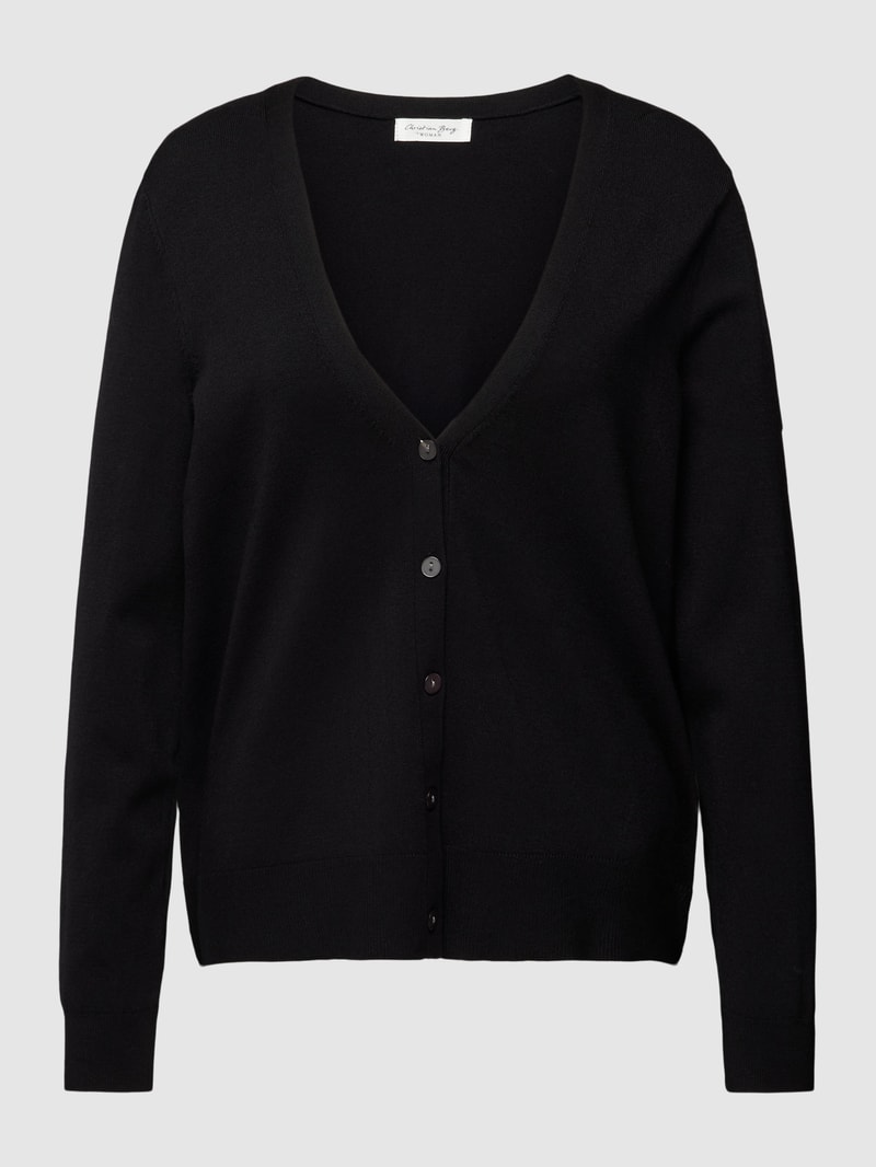 Strickcardigan mit tiefem V-Ausschnitt in black