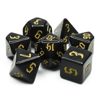 Würfelset Opaque: Chon drite Black/Yellow (7)