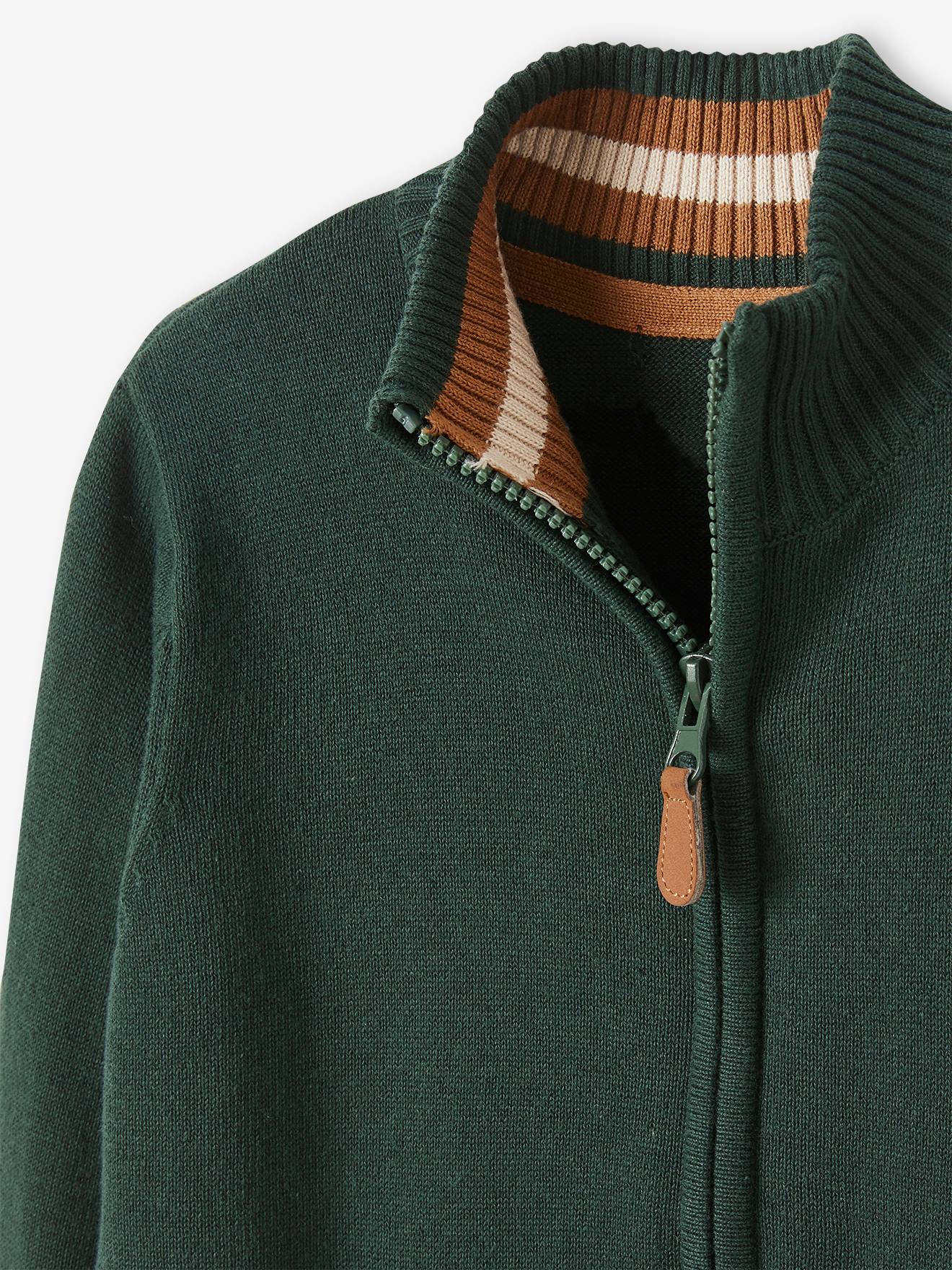 Gilet zippé col montant garçon noisette
