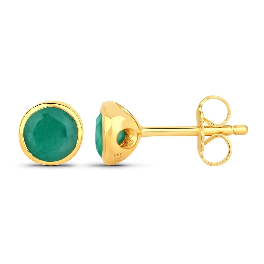 Rafaela Donata Boucles doreilles Argent sterling Emeraude en Or jaune Bijoux