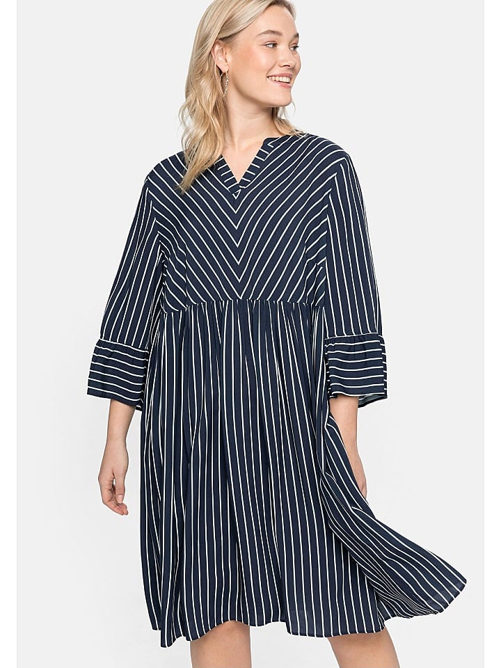 sheego Kleid in marine gestreift günstig kaufen 46