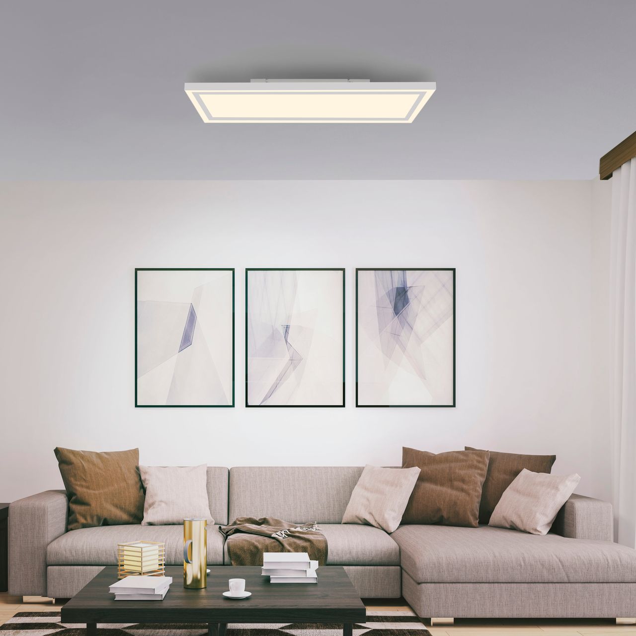 JUST LIGHT JUST LIGHT. LED Deckenleuchte EDGING, separat steuerbar, 3000 Kelvin, rechteckig, Weiß